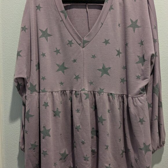 Entro Lavender Stars Babydoll Top - Oversized - Picture 8 of 12